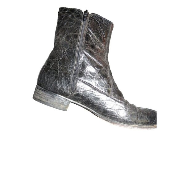 MORESCHI ITALY Genuine Croc embossed Italian Leather Boots size 9 Vintage - Picture 5 of 10